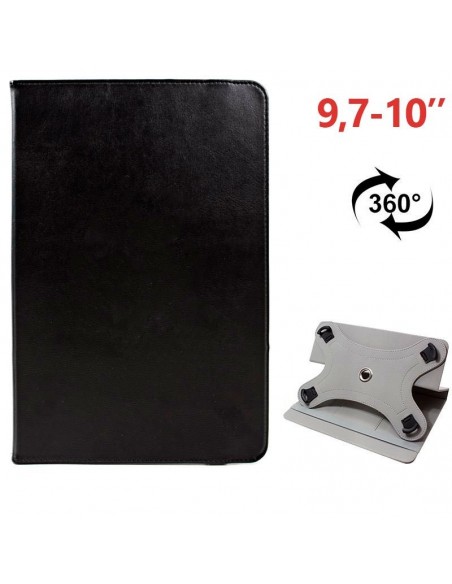 Funda polipiel soporte giratorio universal tablets 9,7 - 10 pulgadas negra (Panorámica)