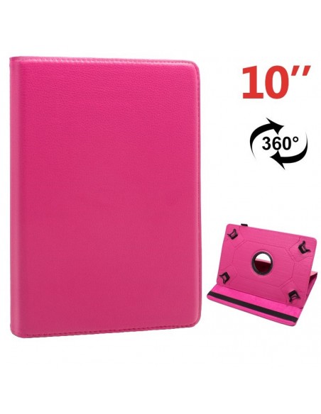 Funda polipiel soporte giratorio universal tablets 10'' pulgadas rosa