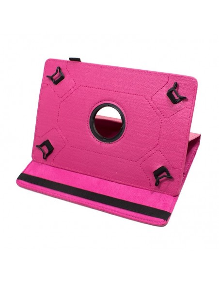 Funda polipiel soporte giratorio universal tablets 10'' pulgadas rosa