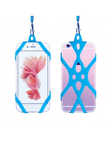 Funda silicona universal + cordón adaptable 5" - 6,5" pulgadas azul claro