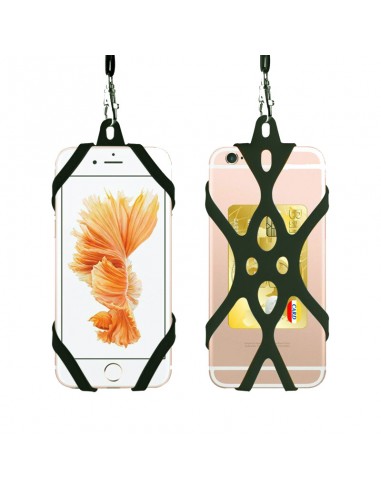 Funda silicona universal + cordón adaptable 5" - 6,5" pulgadas verde militar