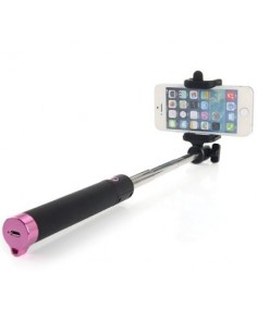 Soporte palo selfie 80cm recargable bluetooth rosa y negro