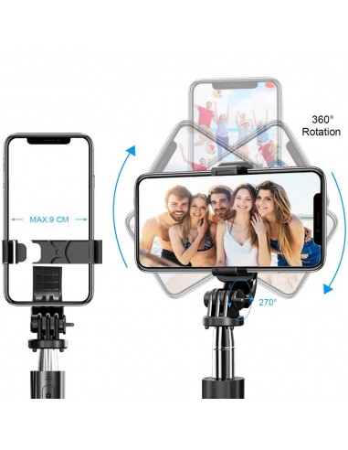 Trípode palo selfie + mando Bluetooth L02 negro