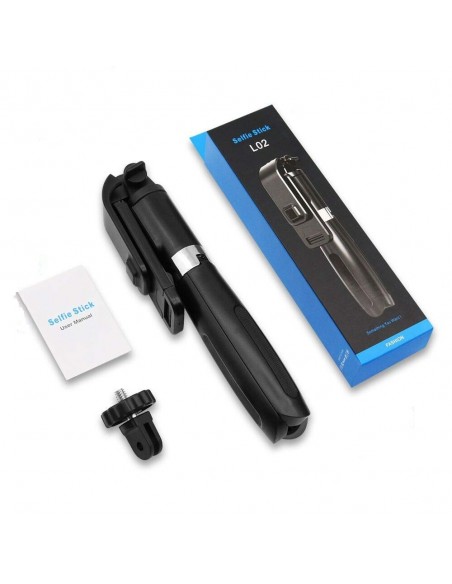 Trípode palo selfie + mando Bluetooth L02 negro