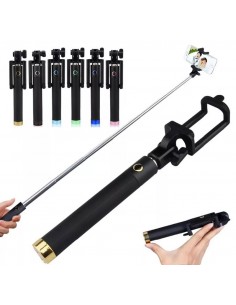 Soporte palo selfie 80cm recargable bluetooth rosa y negro 2