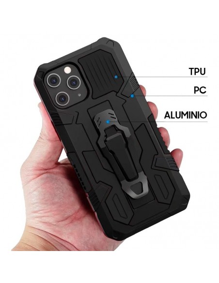 Carcasa reforzada + enganche clip iPhone 12 mini negra