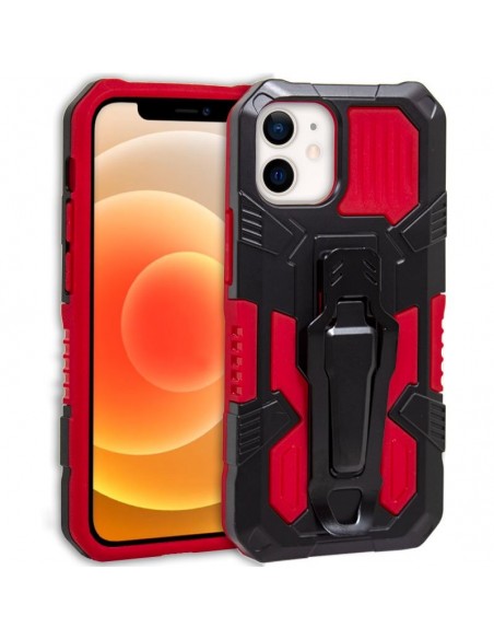 Carcasa reforzada + enganche clip iPhone 12 mini roja