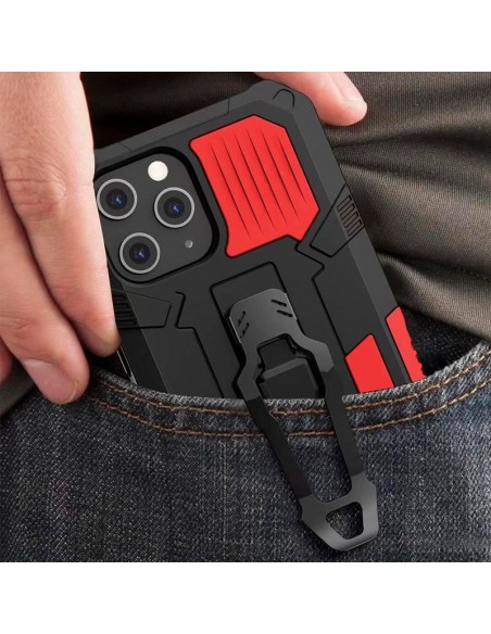 Carcasa reforzada + enganche clip iPhone 12 mini roja