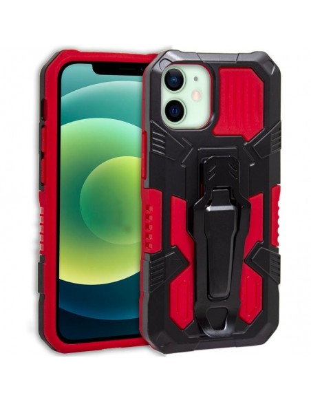 Carcasa reforzada + enganche clip iPhone 12 / 12 Pro roja