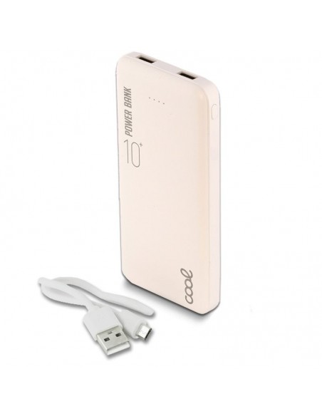 Bateria externa universal Power Bank 10.000 mAh (Doble toma USB / 2,1 A) COOL polipiel blanca