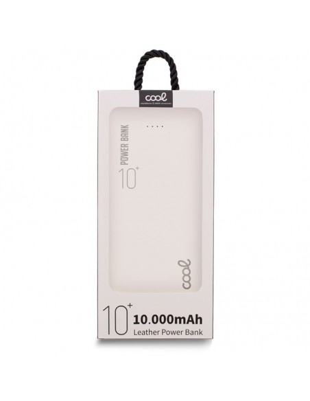 Bateria externa universal Power Bank 10.000 mAh (Doble toma USB / 2,1 A) COOL polipiel blanca