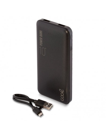 Bateria externa universal Power Bank 10.000 mAh (Doble toma USB / 2,1 A) COOL polipiel negra