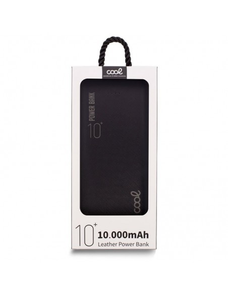 Bateria externa universal Power Bank 10.000 mAh (Doble toma USB / 2,1 A) COOL polipiel negra