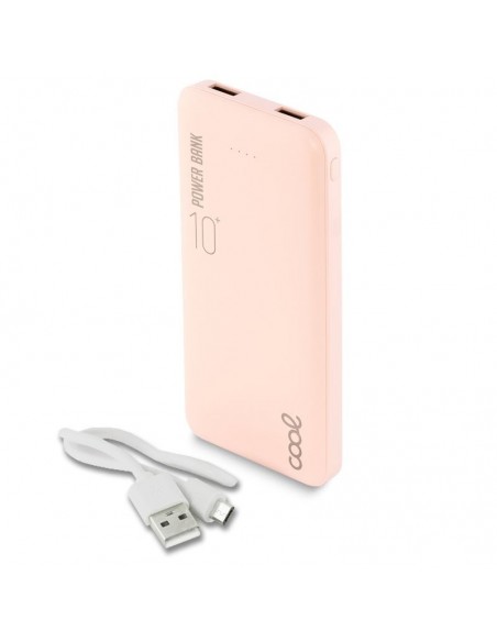 Bateria externa universal Power Bank 10.000 mAh (Doble toma USB / 2,1 A) COOL polipiel rosa