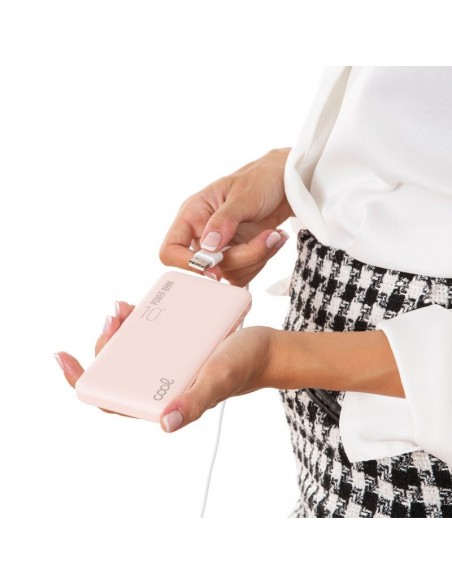 Bateria externa universal Power Bank 10.000 mAh (Doble toma USB / 2,1 A) COOL polipiel rosa