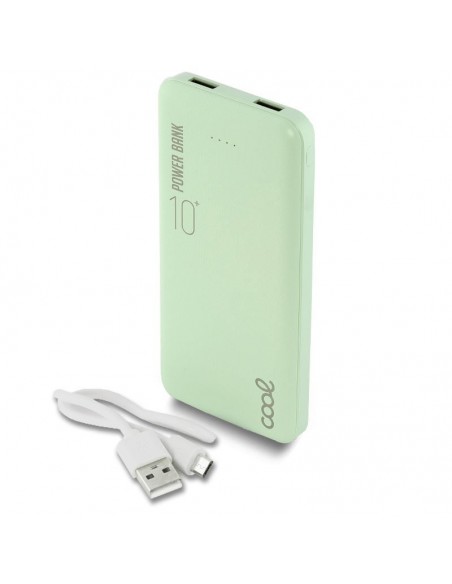 Bateria externa universal Power Bank 10.000 mAh (Doble toma USB / 2,1 A) COOL polipiel verde