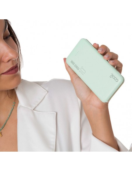 Bateria externa universal Power Bank 10.000 mAh (Doble toma USB / 2,1 A) COOL polipiel verde