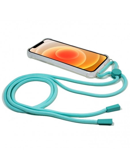 Carcasa TPU transparente iPhone 12 mini cordón azul celeste