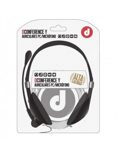 Auriculares estéreo con micrófono para PC / Portátil DConference Y negros