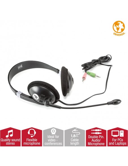Auriculares estéreo con micrófono para PC / Portátil DConference Y negros