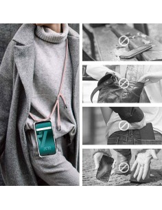 Cordón ajustable universal 5mm enganches funda TPU smartphone rosa 2