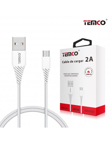 Cable USB compatible universal 2 A (microUSB) 25 cm blanco