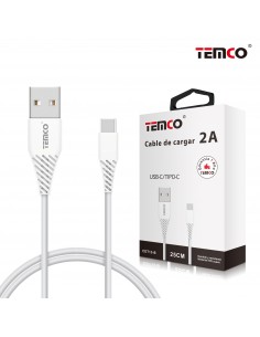 Cable USB compatible universal 2 A (Tipo C) 25 cm blanco