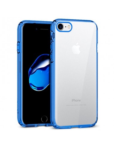 Carcasa TPU transparente iPhone 7 / 8 / SE (2020) borde metalizado azul