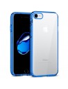 Carcasa TPU transparente iPhone 7 / 8 / SE (2020) borde metalizado azul