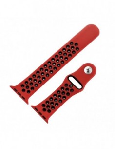 Correa Apple Watch Series 1 / 2 / 3 / 4 / 5 / 6 / SE (42 - 44 mm) deportiva roja y negra 2