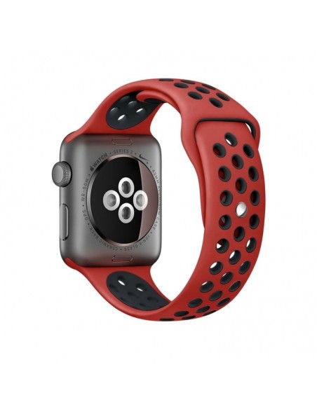 Correa Apple Watch Series 1 / 2 / 3 / 4 / 5 / 6 / SE (42 - 44 mm) deportiva roja y negra