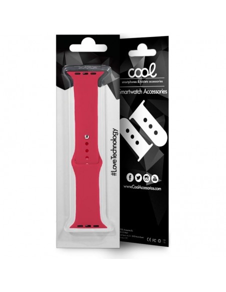 Correa Apple Watch Series 1 / 2 / 3 / 4 / 5 / 6 / SE (38 - 40 mm) goma rosa carmín