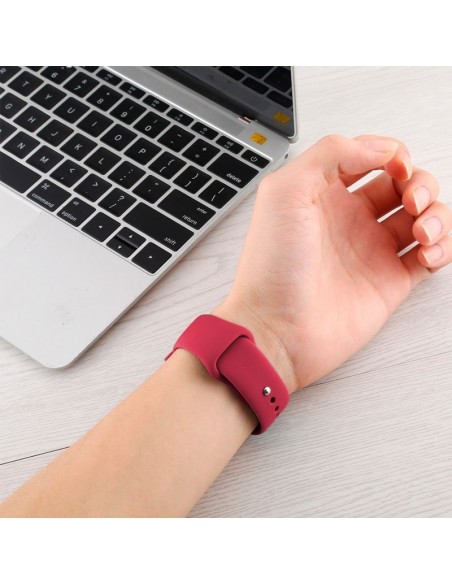 Correa Apple Watch Series 1 / 2 / 3 / 4 / 5 / 6 / SE (38 - 40 mm) goma rosa carmín