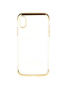 Carcasa TPU transparente iPhone X / XS perfiles metalizados dorados