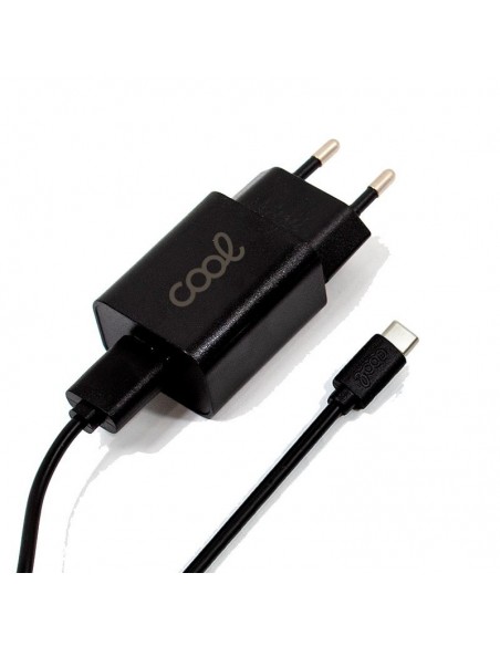 Cargador red conector tipo C universal 3 Amp (Carga rápida) Cool juego 2 en 1 negro