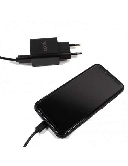 Cargador red conector tipo C universal 3 Amp (Carga rápida) Cool juego 2 en 1 negro