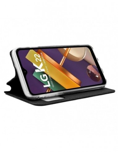 Funda libro soporte TPU LG K22 negra