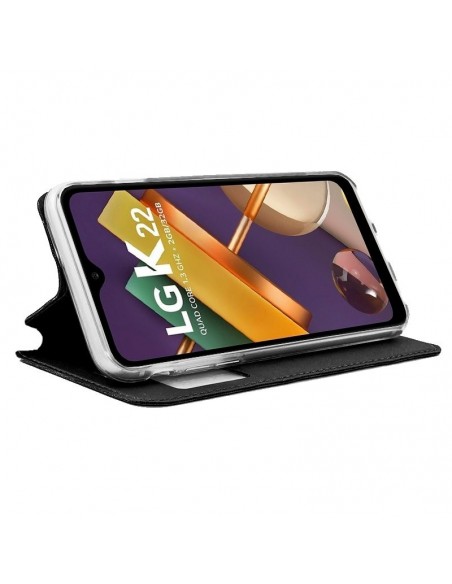 Funda libro soporte TPU LG K22 negra