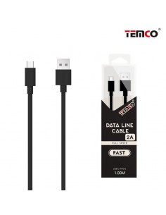 Cable USB universal tipo C compatible carga rápida hasta 2 A (1 metro) negro