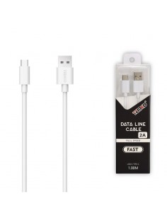 Cable USB universal tipo C compatible carga rápida hasta 2 A (1 metro) blanco