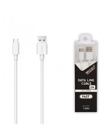 Cable USB universal tipo C compatible carga rápida hasta 2 A (1 metro) blanco