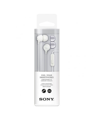 Auriculares manos libres originales Sony MDR-EX15AP Jack 3,5 mm universal blancos (Blíster)