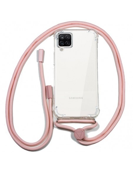 Carcasa TPU transparente Samsung A125 Galaxy A12 cordón rosa