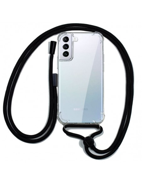 Carcasa TPU transparente Samsung G990 Galaxy S21 cordón negro