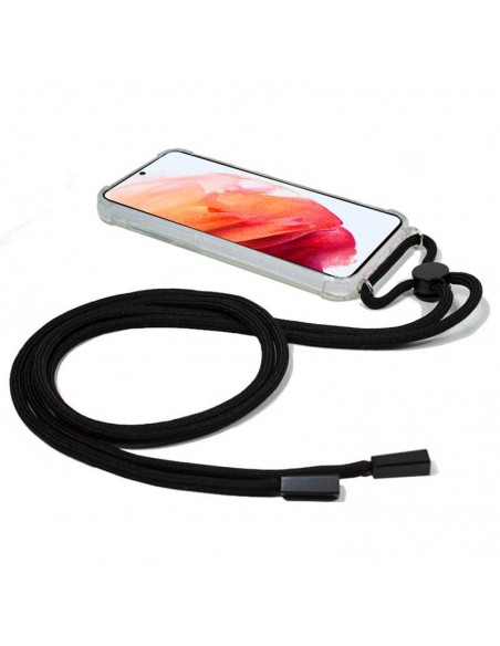 Carcasa TPU transparente Samsung G990 Galaxy S21 cordón negro