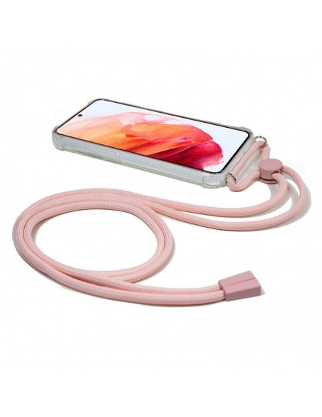 Carcasa TPU transparente Samsung G990 Galaxy S21 cordón rosa
