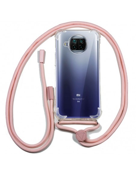 Carcasa TPU transparente Xiaomi Mi 10T Lite cordón rosa