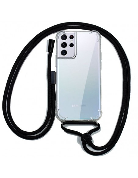 Carcasa TPU transparente Samsung G998 Galaxy S21 Ultra cordón negro