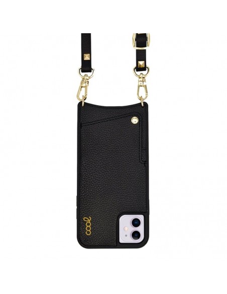 Carcasa polipiel para iPhone 11 correa Pop-Rock negra