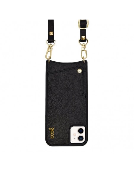 Carcasa polipiel para iPhone 12 mini correa Pop-Rock negra
